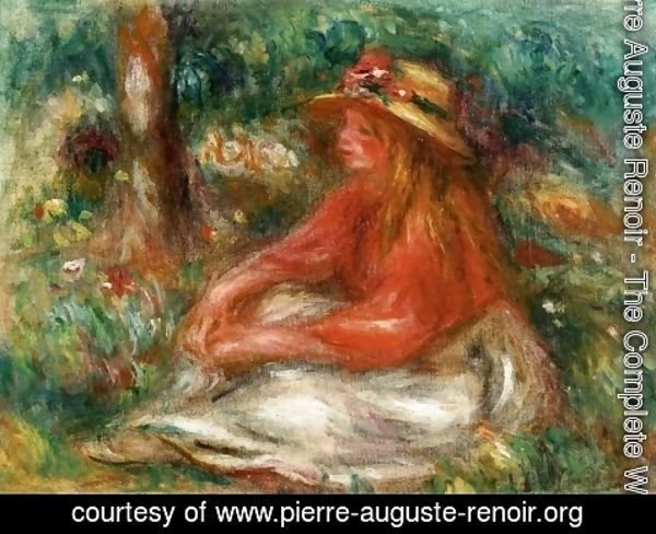 Pierre Auguste Renoir - Young Girl Seated on the Grass