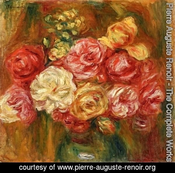 Pierre Auguste Renoir - Bouquet of Roses in a Green Vase I