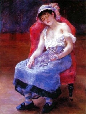 Pierre Auguste Renoir - Sleeping Girl (Girl with a Cat)