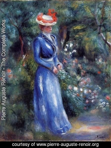 Pierre Auguste Renoir - Woman in a Blue Dress, Garden of Saint-Cloud