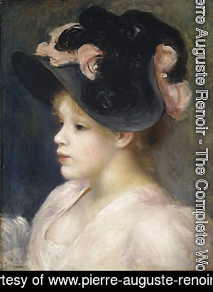Pierre Auguste Renoir - Young Girl in a Pink and Black Hat 1890s