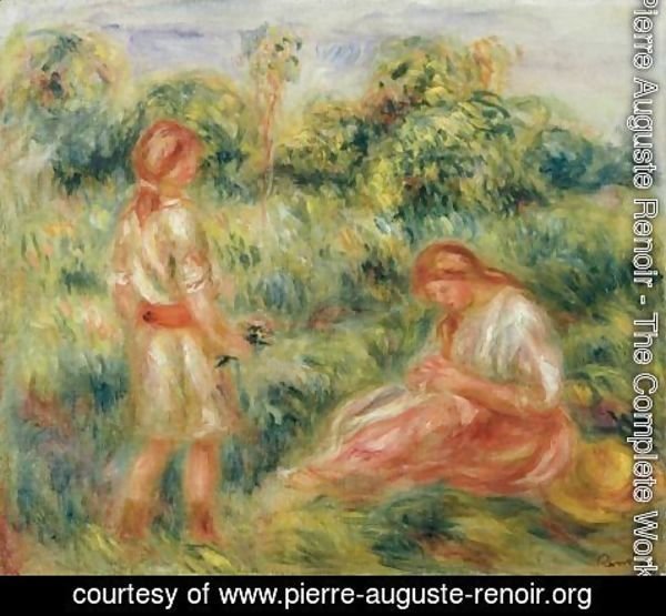 Pierre Auguste Renoir - Deux Jeunes Femmes Dans Un Paysage