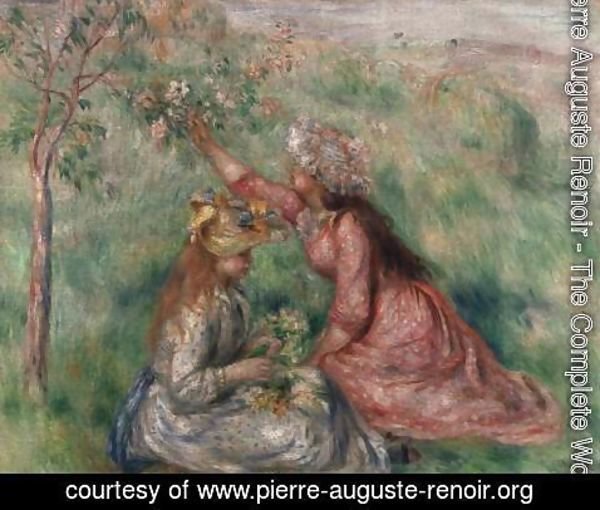 Pierre Auguste Renoir - Girls Picking Flowers in a Meadow