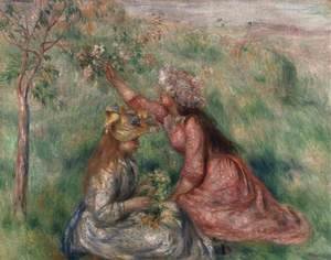 Pierre Auguste Renoir - Girls Picking Flowers in a Meadow