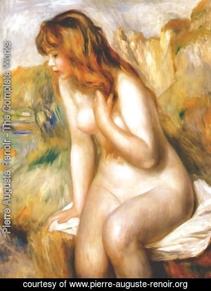 Pierre Auguste Renoir - Bather seated on a rock