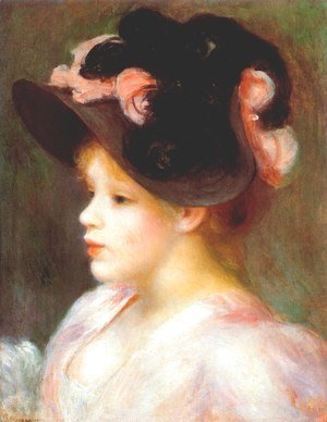 Pierre Auguste Renoir - Girl with a pink and black hat