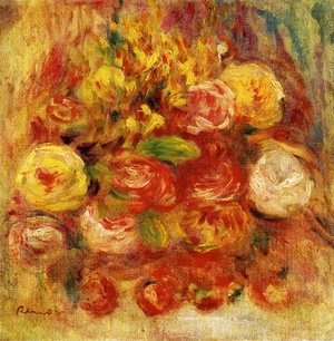 Pierre Auguste Renoir - Flowers in a Vase with Blue Decoration