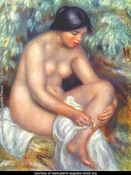 Bather wiping a wound