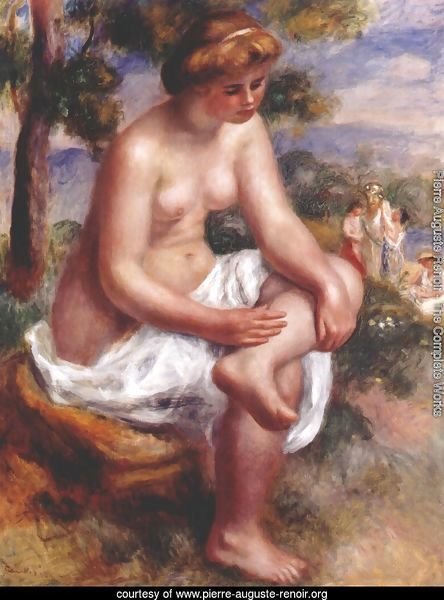 Seated bather in a landscape