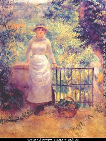 Aline at the gate (girl in the garden)