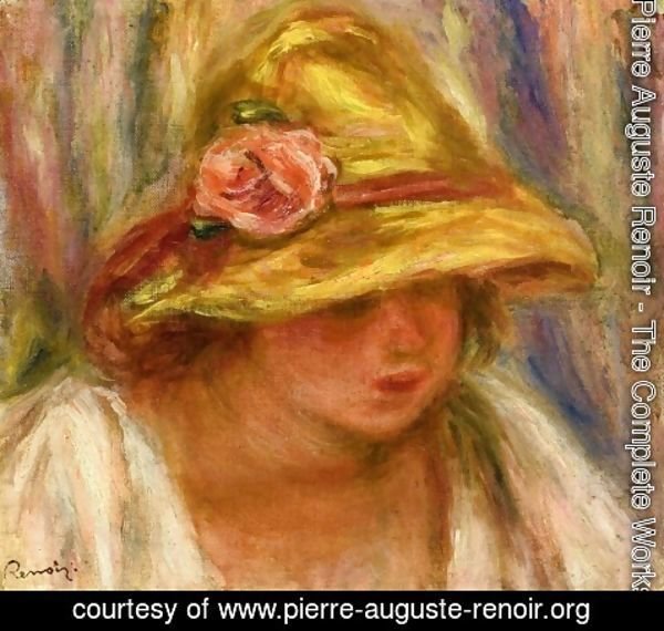 Pierre Auguste Renoir - Study of a Woman in a Yellow Hat
