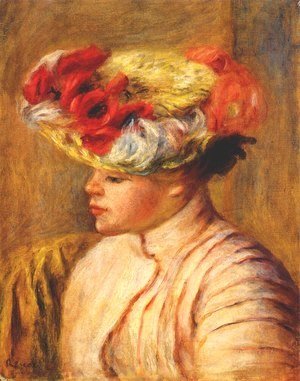 Pierre Auguste Renoir - Young woman in a flowered hat