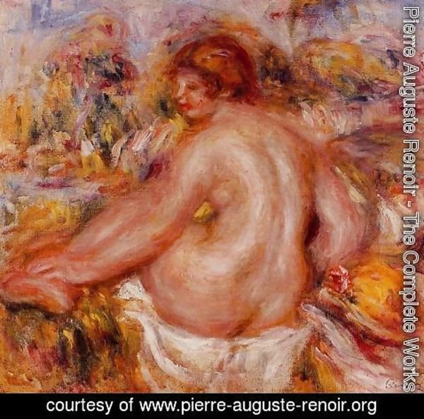 Pierre Auguste Renoir - After Bathing  Seated Female Nude