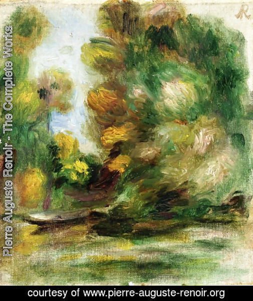 Pierre Auguste Renoir - Banks Of The River  A Boat