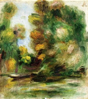 Pierre Auguste Renoir - Banks Of The River  A Boat