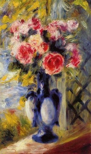 Pierre Auguste Renoir - Bouquet Of Roses In A Blue Vase