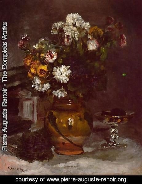 Pierre Auguste Renoir - Flowers In A Vase And A Glass Of Champagne