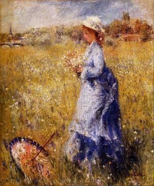 Pierre Auguste Renoir - Girl Gathering Flowers