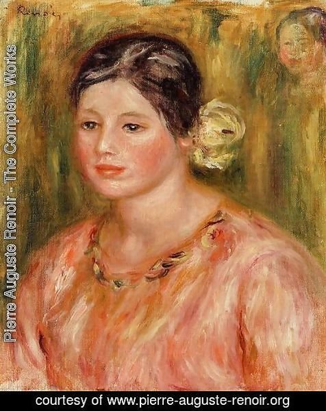 Pierre Auguste Renoir - Head Of A Young Girl In Red