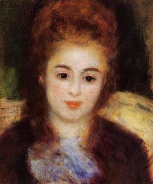 Pierre Auguste Renoir - Head Of A Young Woman Wearing A Blue Scarf Aka Madame Henriot