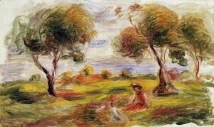 Pierre Auguste Renoir - Landscape With Figures At Cagnes