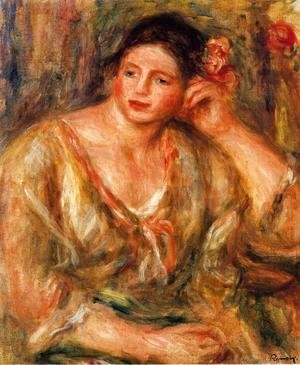 Pierre Auguste Renoir - Madeleine Leaning On Her Elbow With Flowers In Her Hair