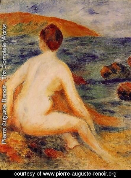 Pierre Auguste Renoir - Nude Bather Seated By The Sea