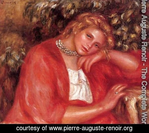 Pierre Auguste Renoir - Pensive Young Woman Leaning On Her Elbow