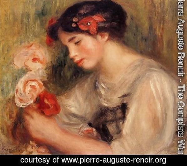 Pierre Auguste Renoir - Portrait Of Gabrielle Aka Young Girl With Flowers