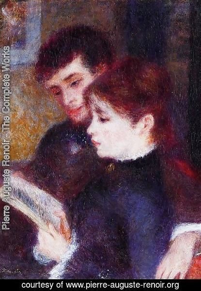 Pierre Auguste Renoir - Reading Couple Aka Edmond Renoir And Marguerite Legrand