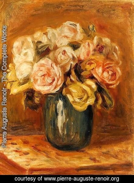 Pierre Auguste Renoir - Roses In A Blue Vase2