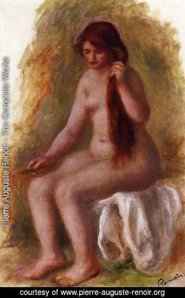 Pierre Auguste Renoir - Seated Nude Combing Her Hair