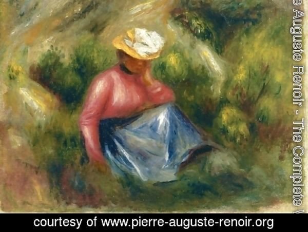 Pierre Auguste Renoir - Seated Young Girl With Hat