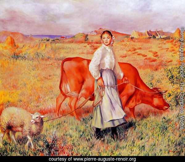 Shepherdess  Cow And Ewe