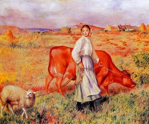 Pierre Auguste Renoir - Shepherdess  Cow And Ewe