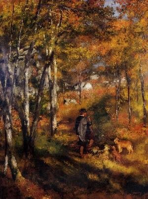 Pierre Auguste Renoir - The Painter Jules Le Coeur Walking His Dogs In The Forest Of Fontainebleau