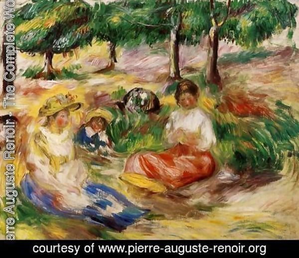 Pierre Auguste Renoir - Three Young Girls Sitting In The Grass