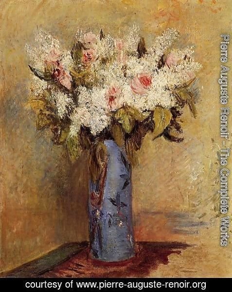 Pierre Auguste Renoir - Vase Of Lilacs And Roses