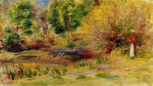 Pierre Auguste Renoir - Woman Wearing A Hat In A Landscape