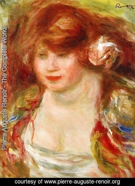 Pierre Auguste Renoir - Woman Wearing A Rose   Andree