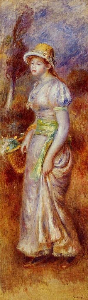 Pierre Auguste Renoir - Woman With A Basket Of Flowers