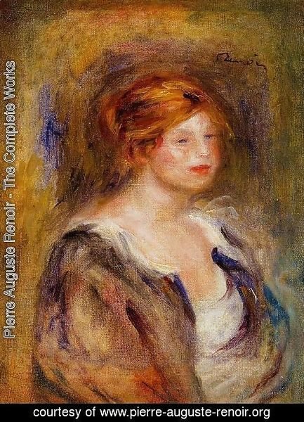 Pierre Auguste Renoir - Young Girl In Blue Aka Head Of A Blond Woman