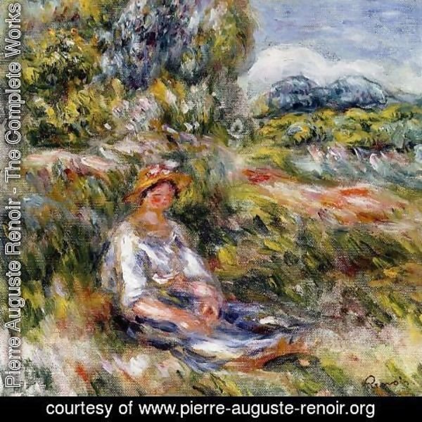 Pierre Auguste Renoir - Young Girl Seated In A Meadow