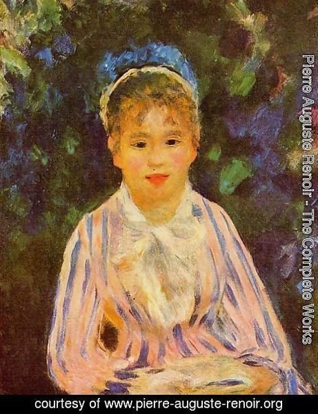 Pierre Auguste Renoir - Young Woman In A Blue And Pink Striped Shirt