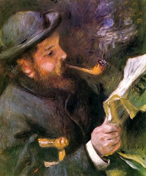 Pierre Auguste Renoir - Claude Monet Reading A Newspaper