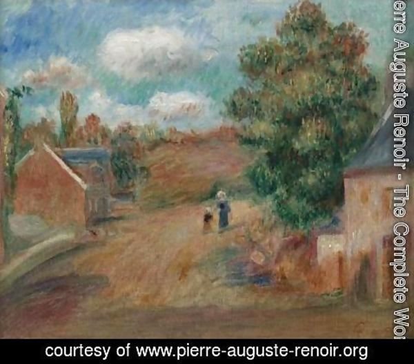 Pierre Auguste Renoir - Entree de village avec femme et enfant