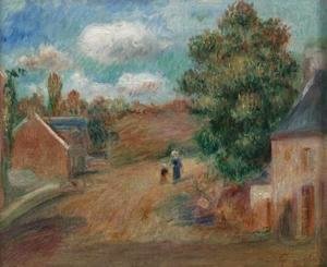 Pierre Auguste Renoir - Entree de village avec femme et enfant