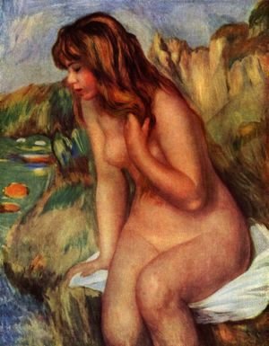 Pierre Auguste Renoir - Bathers, sitting on a rock
