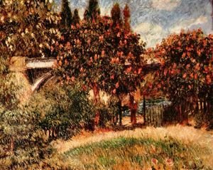 Pierre Auguste Renoir - Railway bridge at Chatou (The pink chestnut trees)