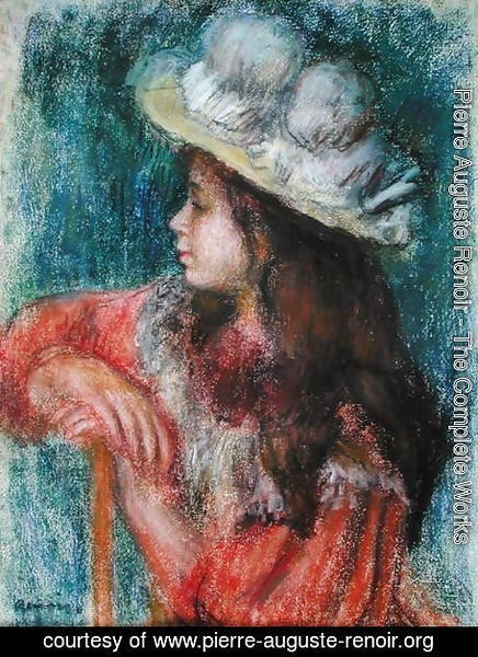 Pierre Auguste Renoir - Seated Young Girl in a White Hat 1884